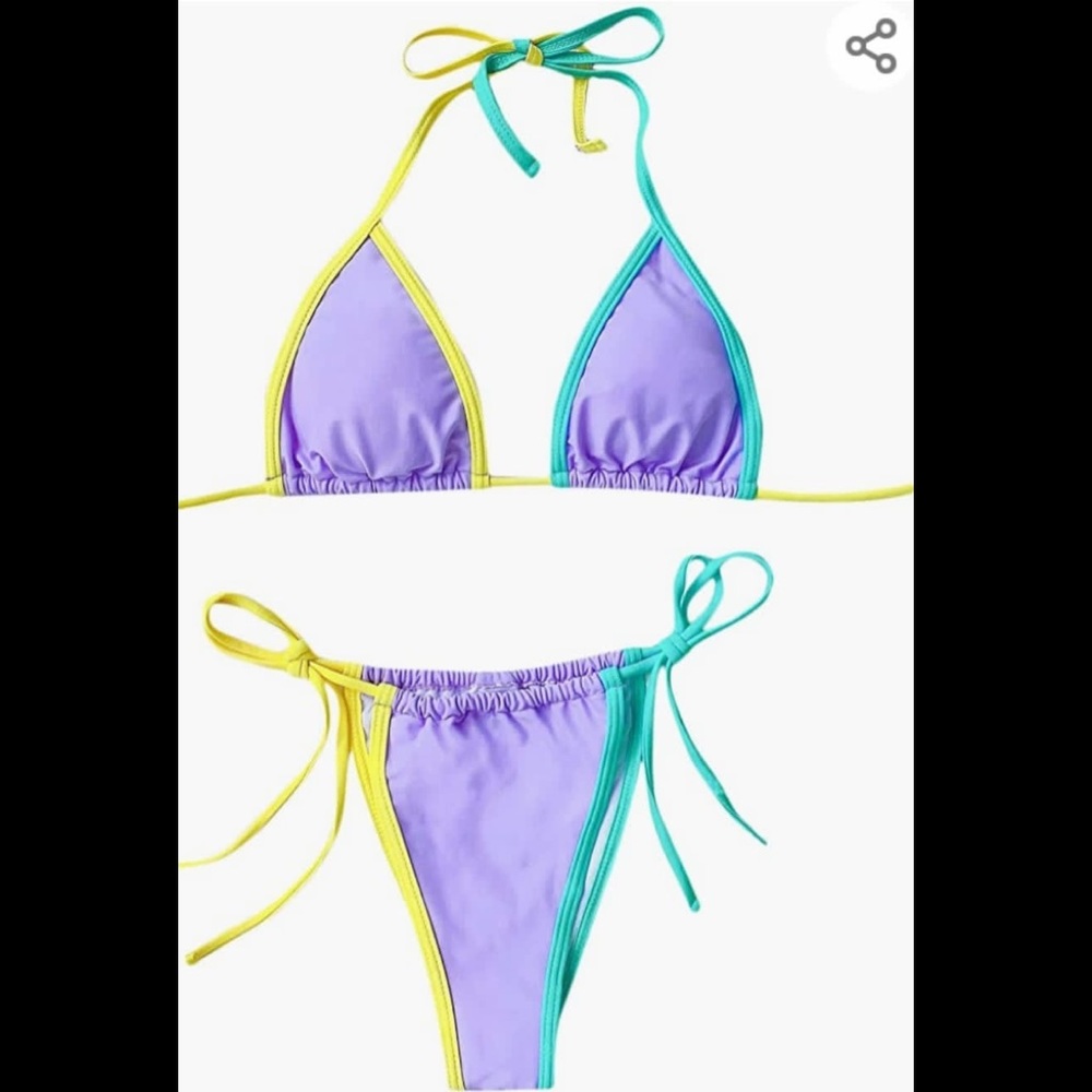 Brazilian style Women's Color Block Halter Tr - Picture 7 of 8